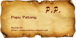Popu Patony névjegykártya